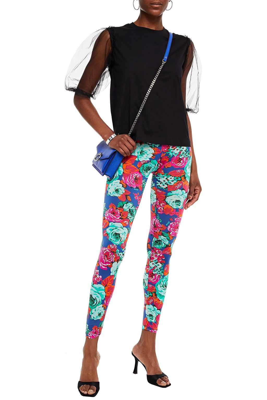 MSGM Gathered cotton-jersey and tulle top