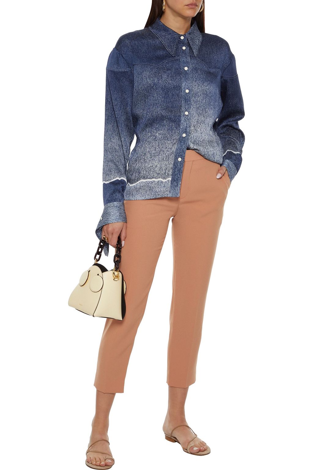 CHLOÉ 크레이프 크롭 슬림 레그 팬츠