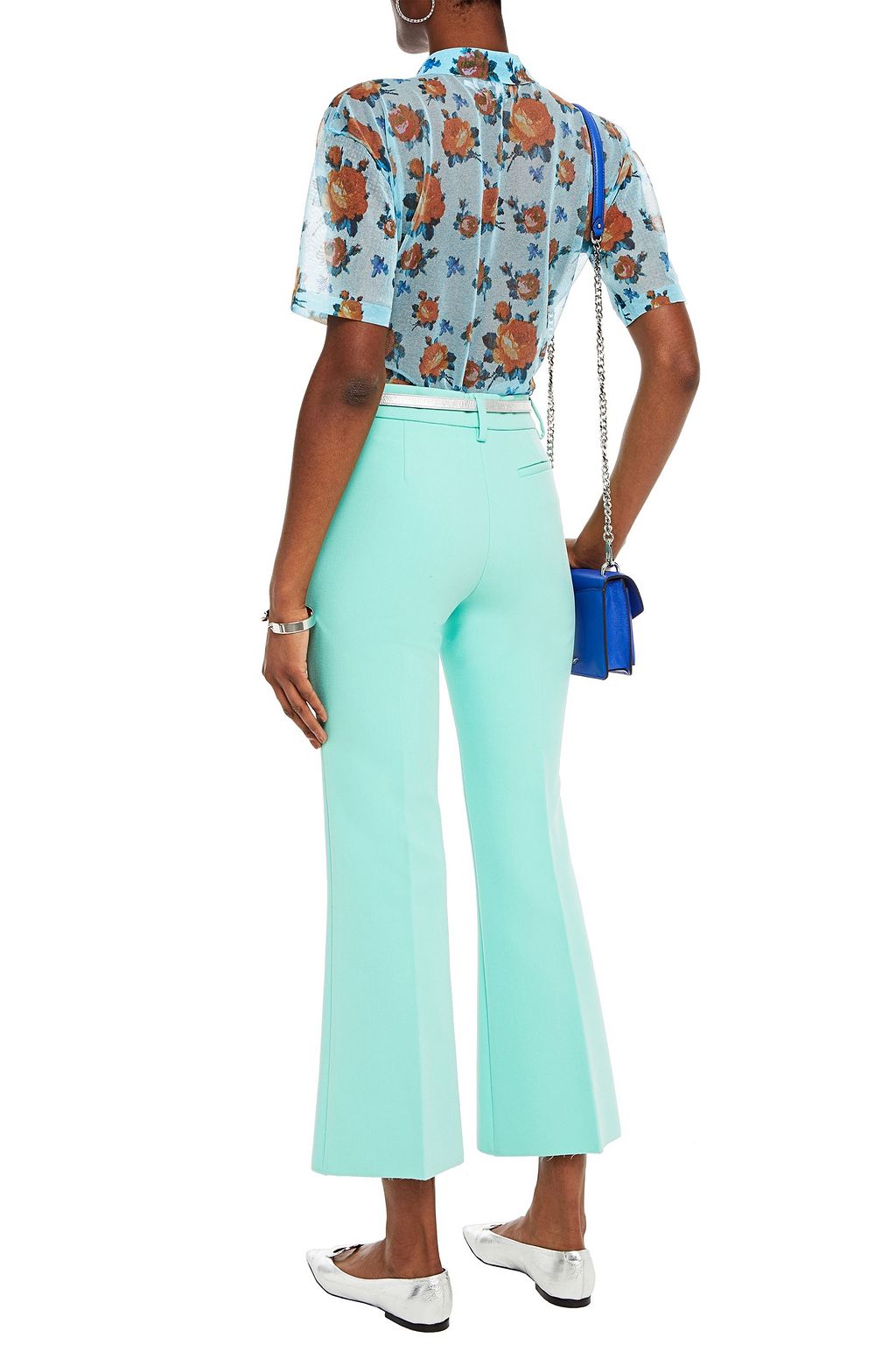 MSGM Metallic floral-print mesh shirt