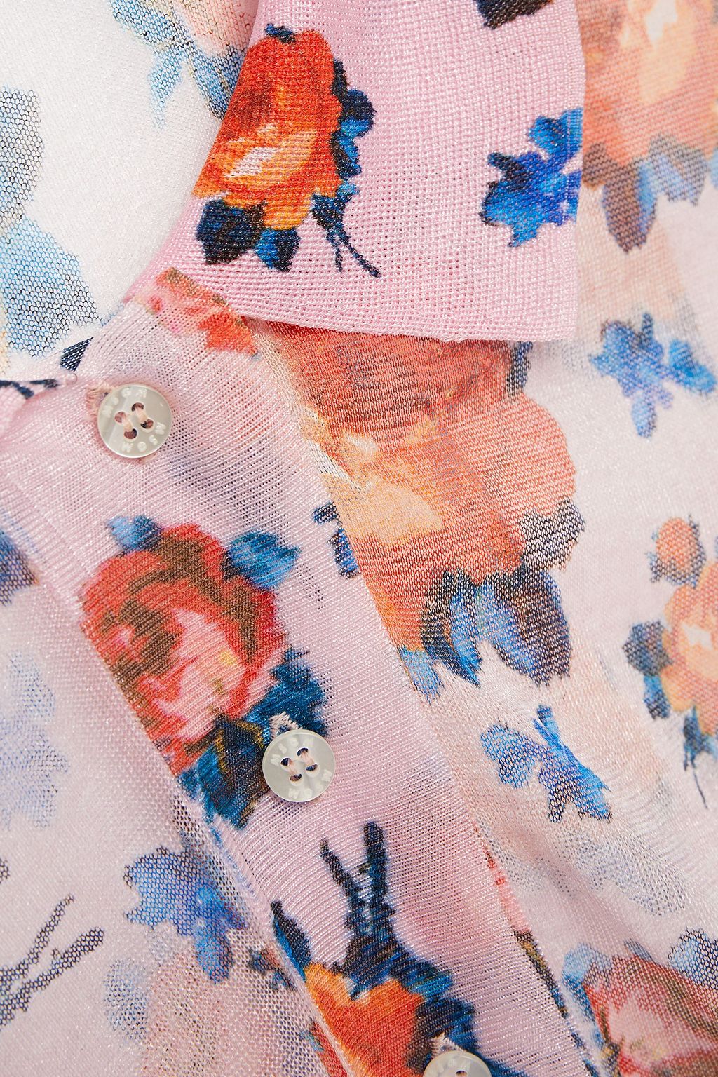 MSGM Metallic floral-print mesh shirt