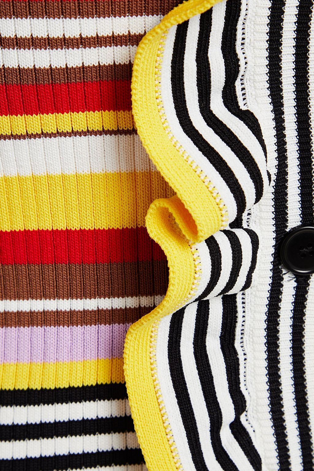 MSGM Ruffled striped intarsia-knit cardigan