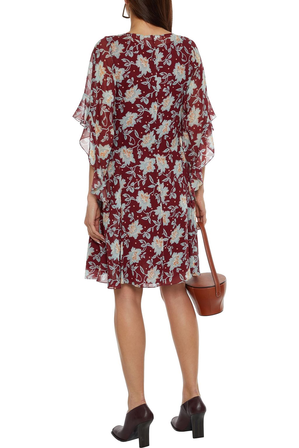 CHLOÉ Ruffled floral-print silk-georgette mini dress