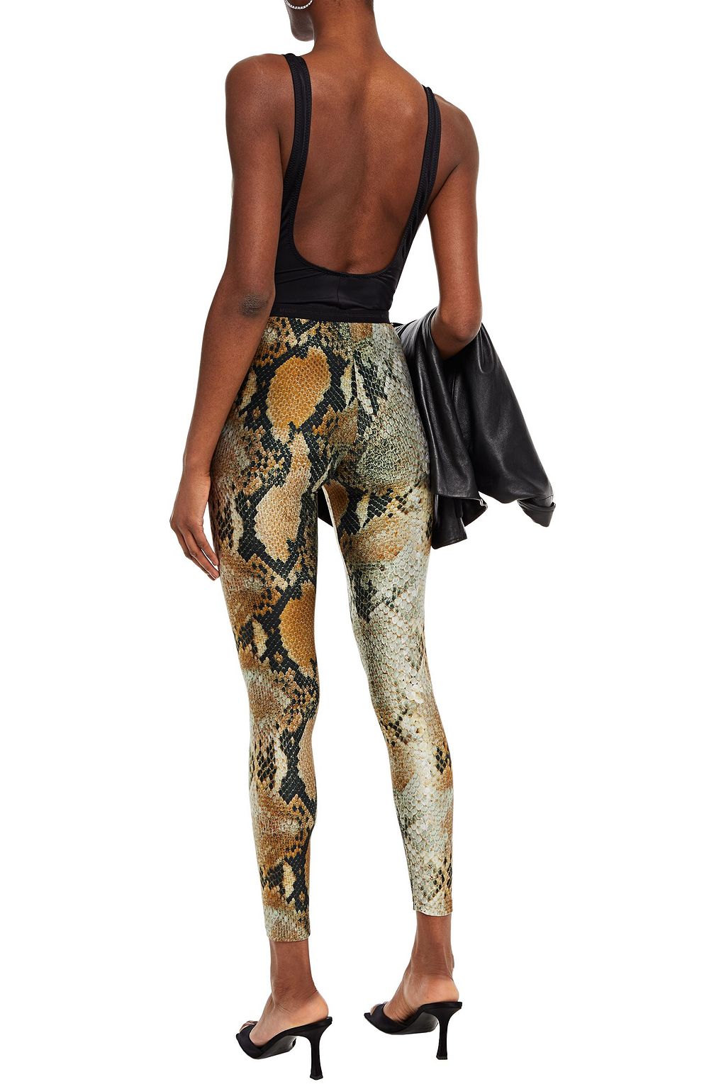MSGM Snake-print stretch-jersey leggings