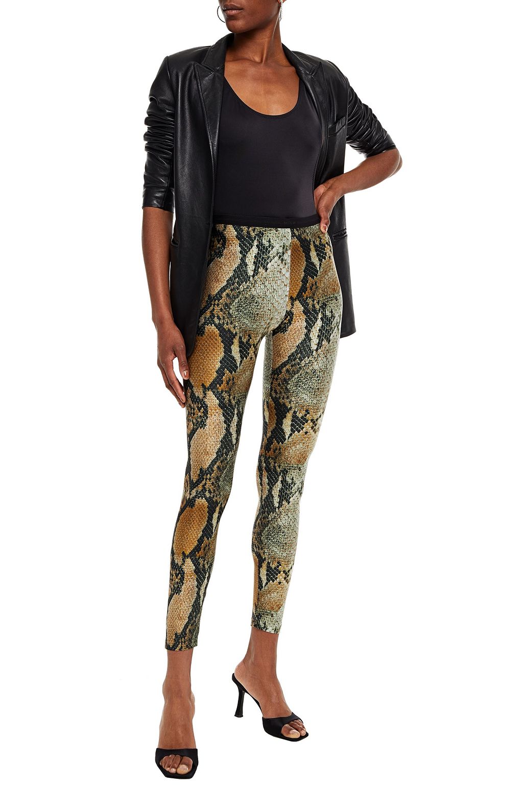 MSGM Snake-print stretch-jersey leggings