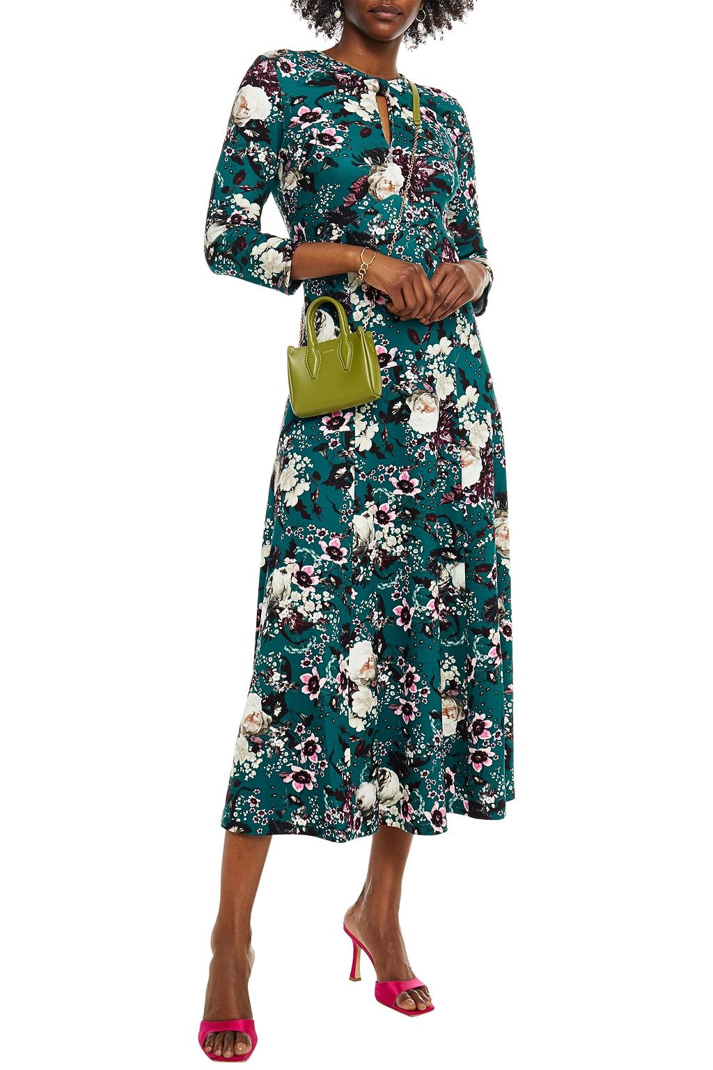 ERDEM Floral-print stretch-ponte midi dress