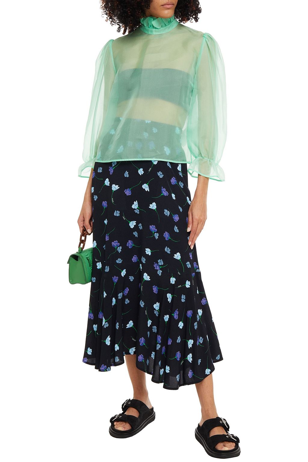 MSGM Ruffled silk-organza blouse