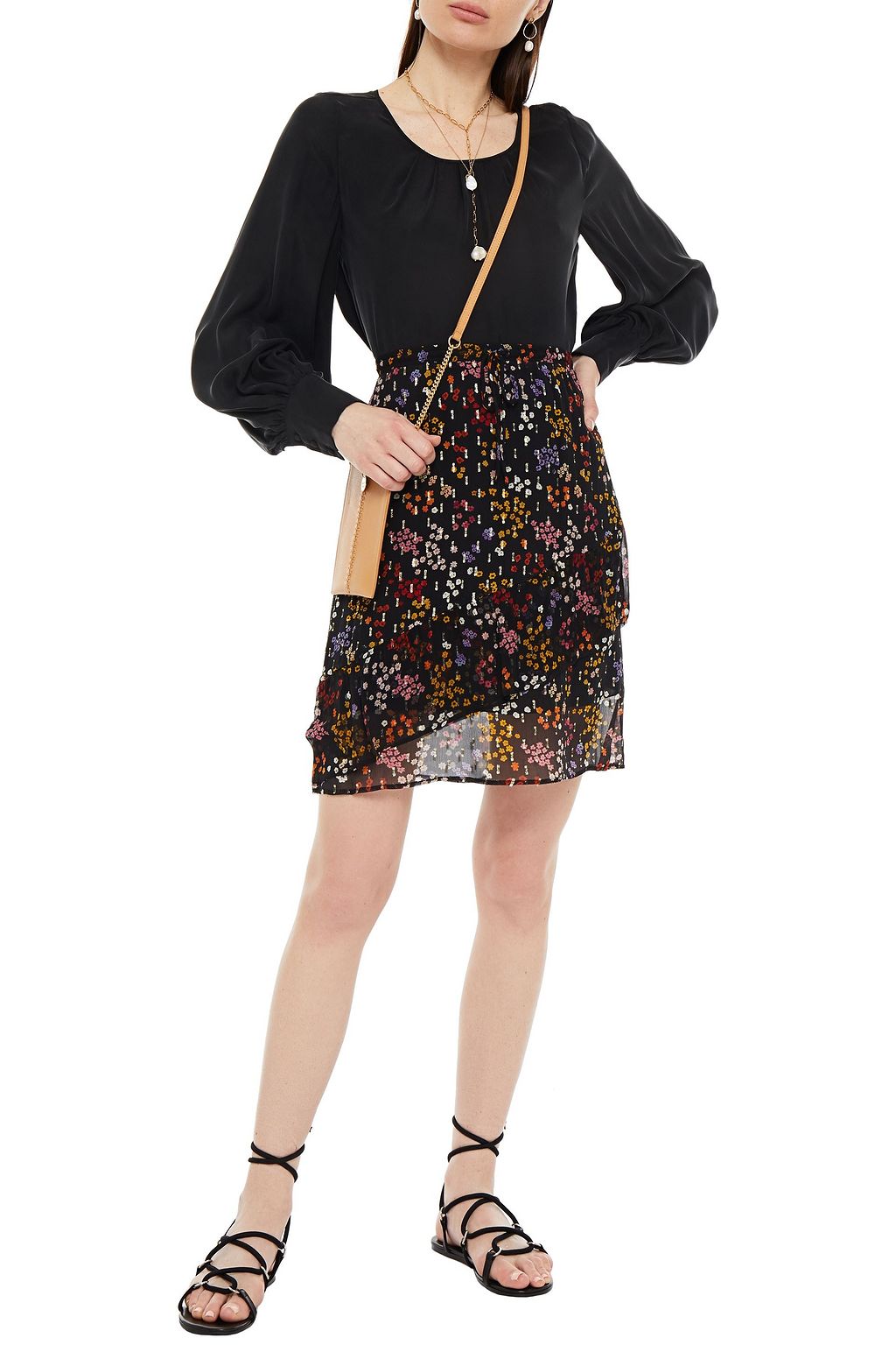 SEE BY CHLOÉ Layered floral-print fil coupé silk-georgette mini skirt