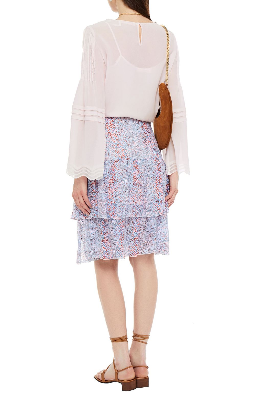 SEE BY CHLOÉ Printed cotton and silk-blend chiffon skirt