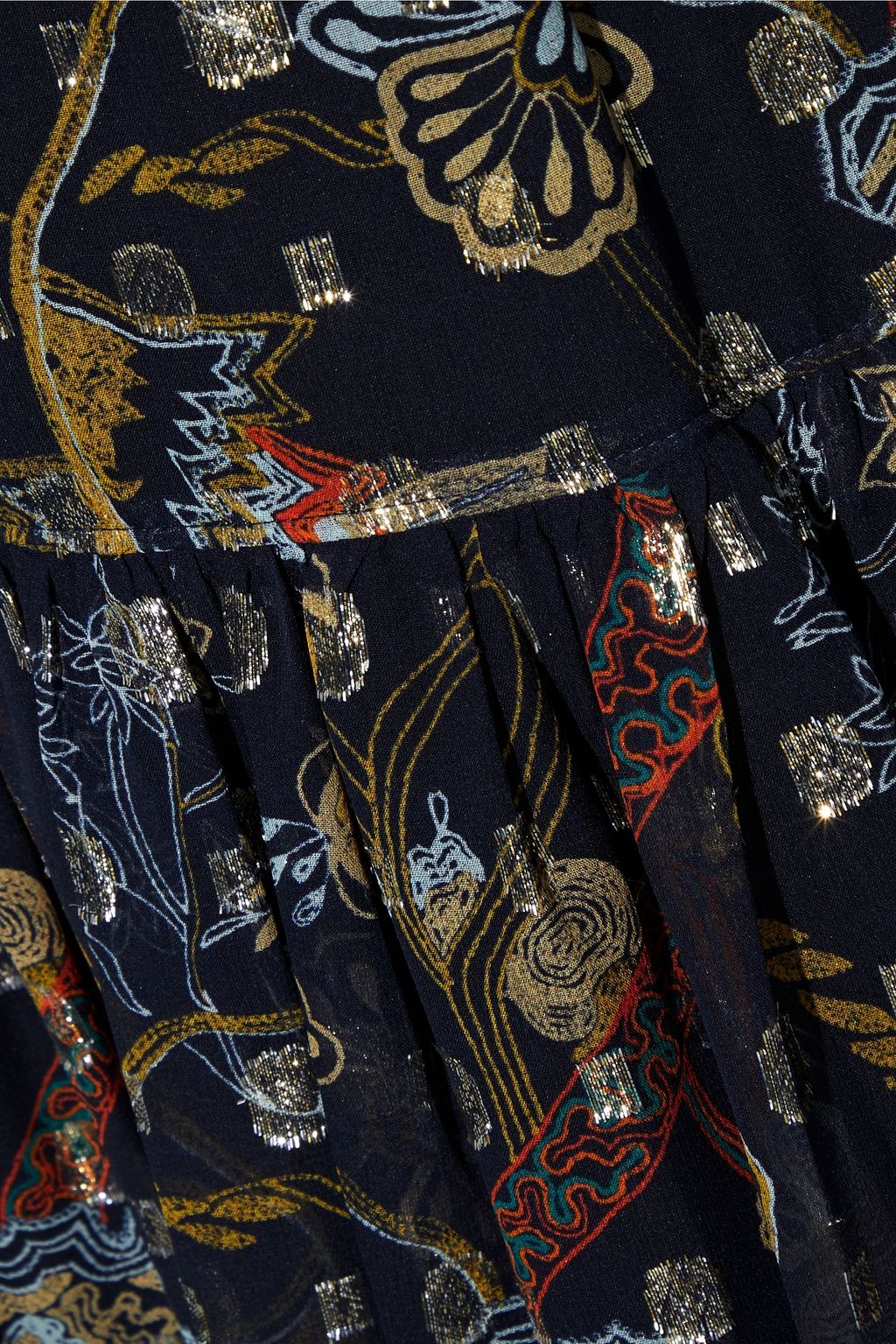 CHLOÉ Printed fil coupé silk-chiffon maxi skirt