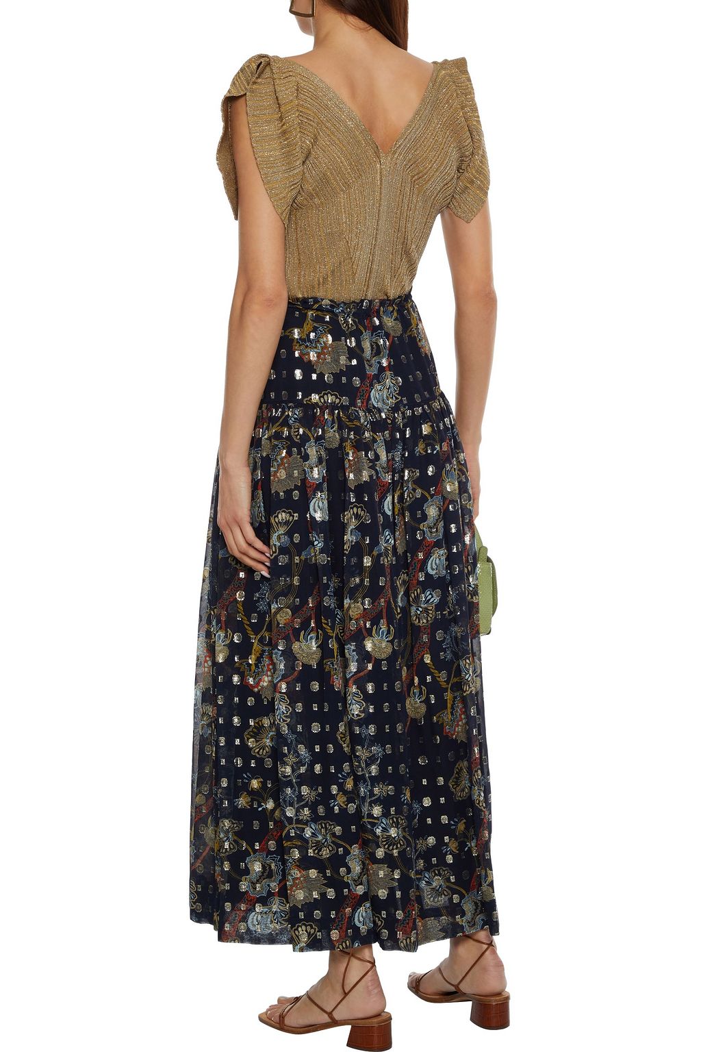 CHLOÉ Printed fil coupé silk-chiffon maxi skirt