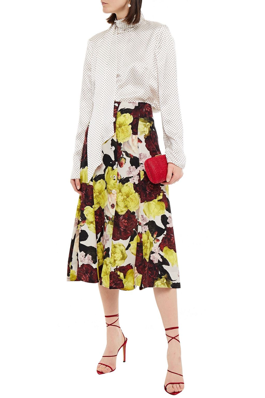 ERDEM Glenda floral-print silk crepe de chine midi skirt