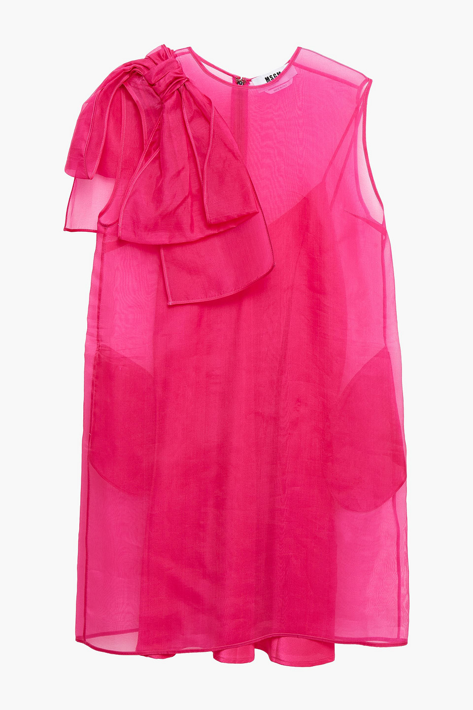 Msgm Woman Bow-embellished Silk-organza Mini Dress Fuchsia Size 40