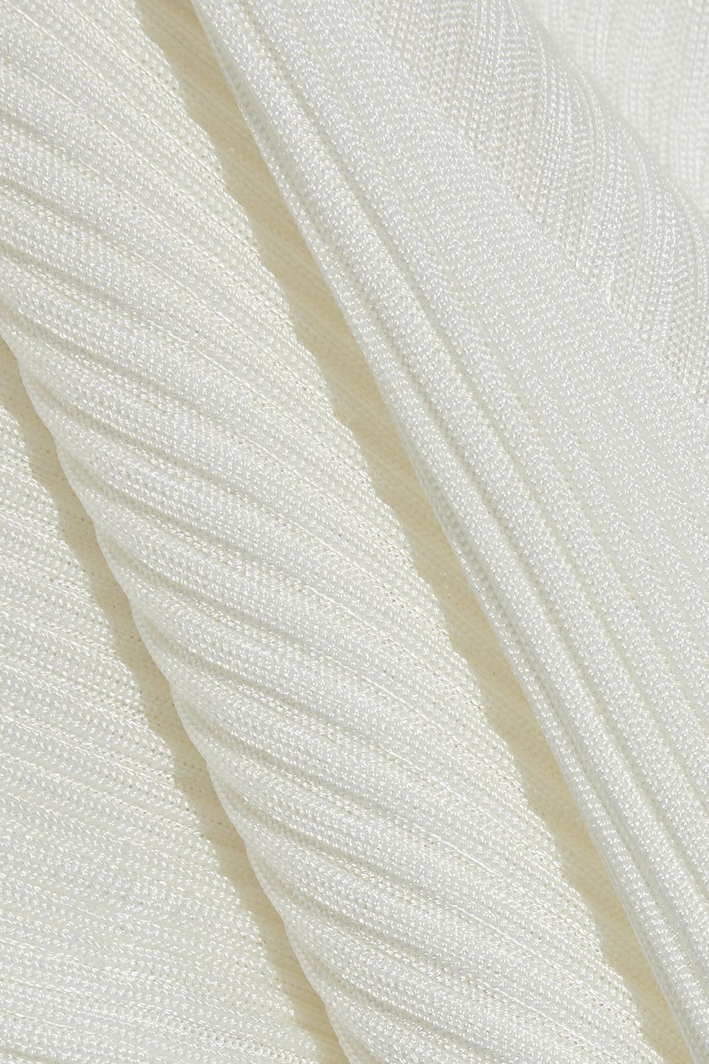 CHLOÉ Ruffle-trimmed ribbed-knit top