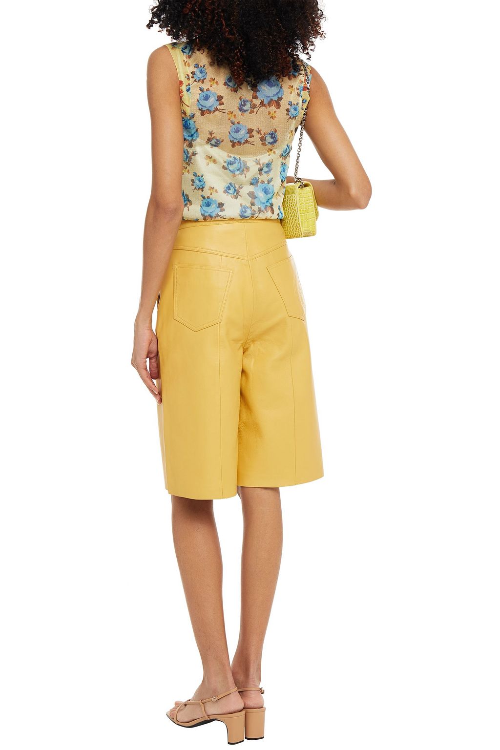 MSGM Floral-print metallic jersey top
