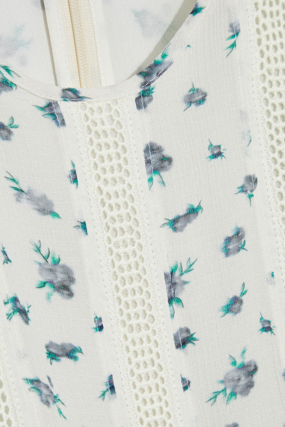 Chloé Crochet-trimmed Floral-print Silk-georgette Top In Off-white