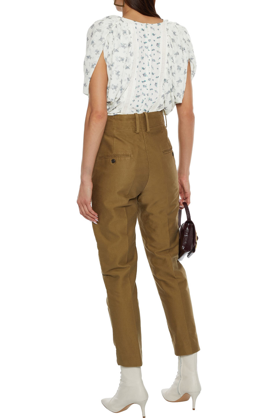 Chloé Crochet-trimmed Floral-print Silk-georgette Top In Off-white