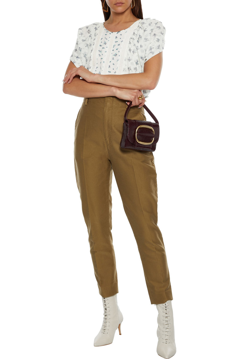 Chloé Crochet-trimmed Floral-print Silk-georgette Top In Off-white