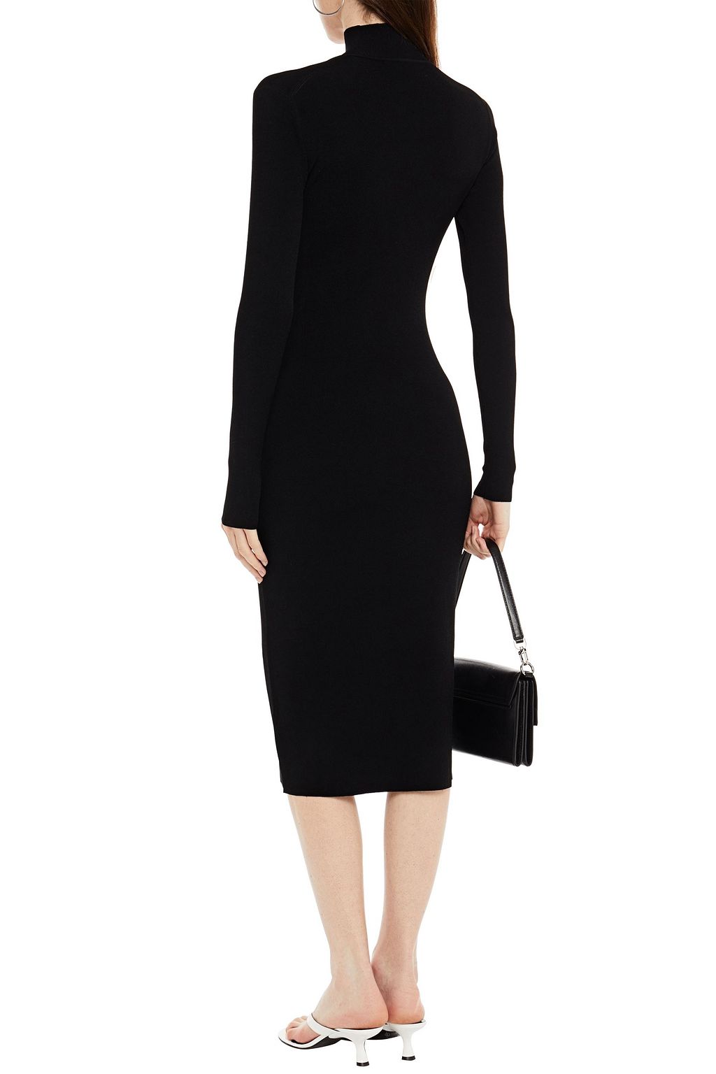 NINETY PERCENT Cutout stretch-knit turtleneck midi dress