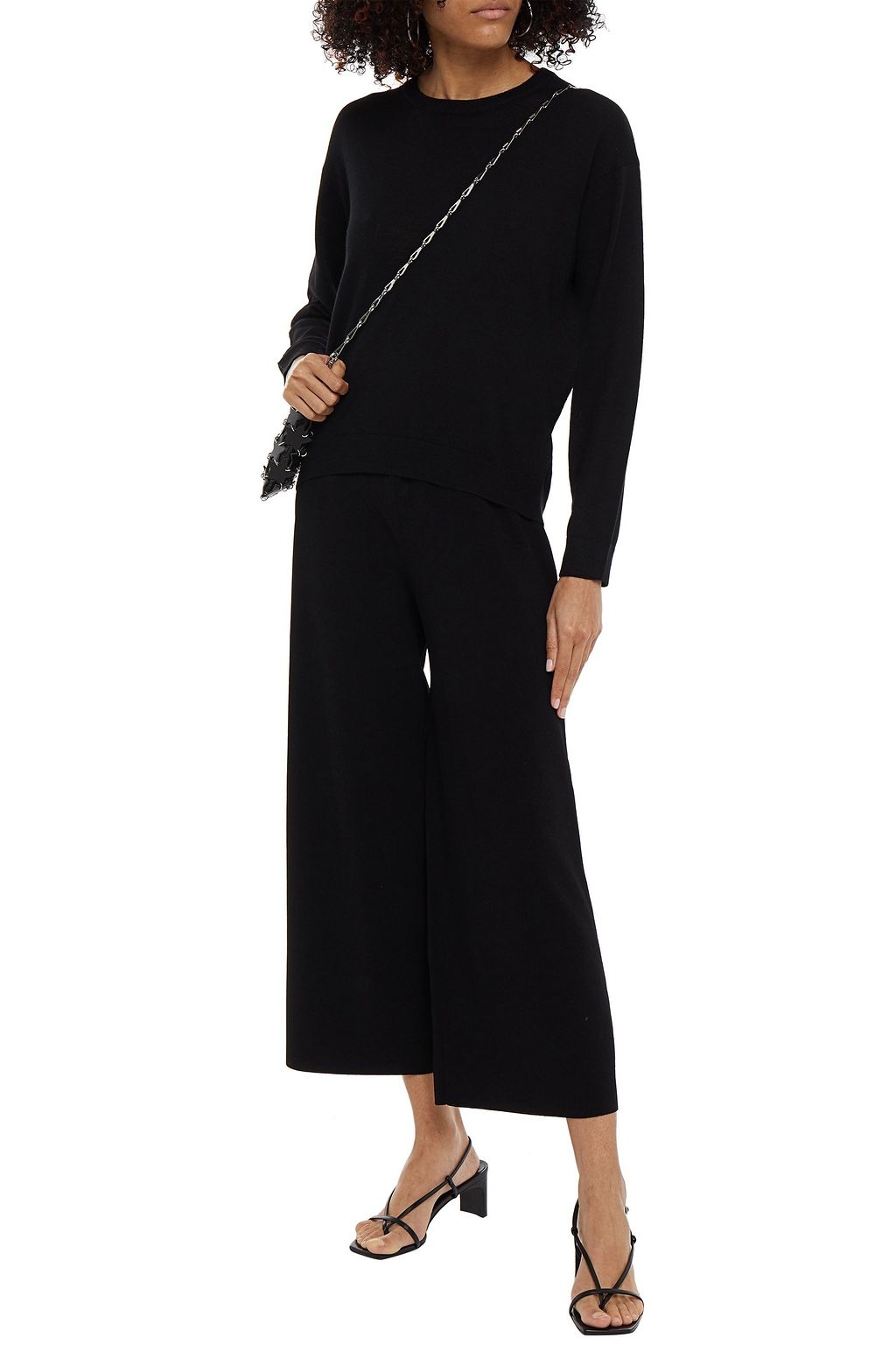 NINETY PERCENT Cropped stretch-knit wide-leg pants