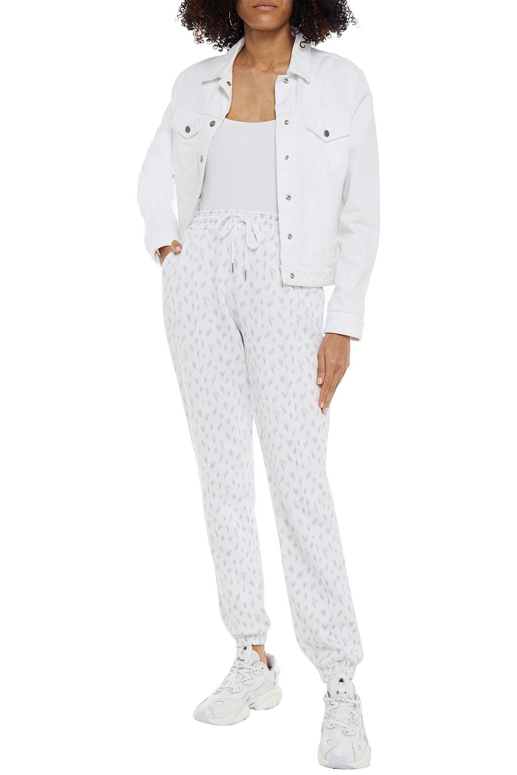 NINETY PERCENT Printed French cotton-terry track pants