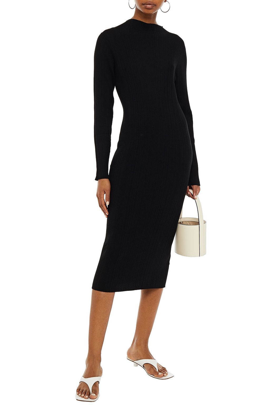 NINETY PERCENT Ribbed Tencel-blend jersey midi dress