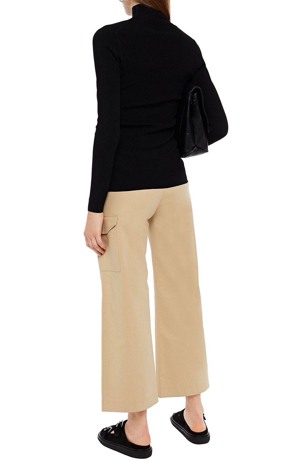 NINETY PERCENT Cutout stretch-knit turtleneck top
