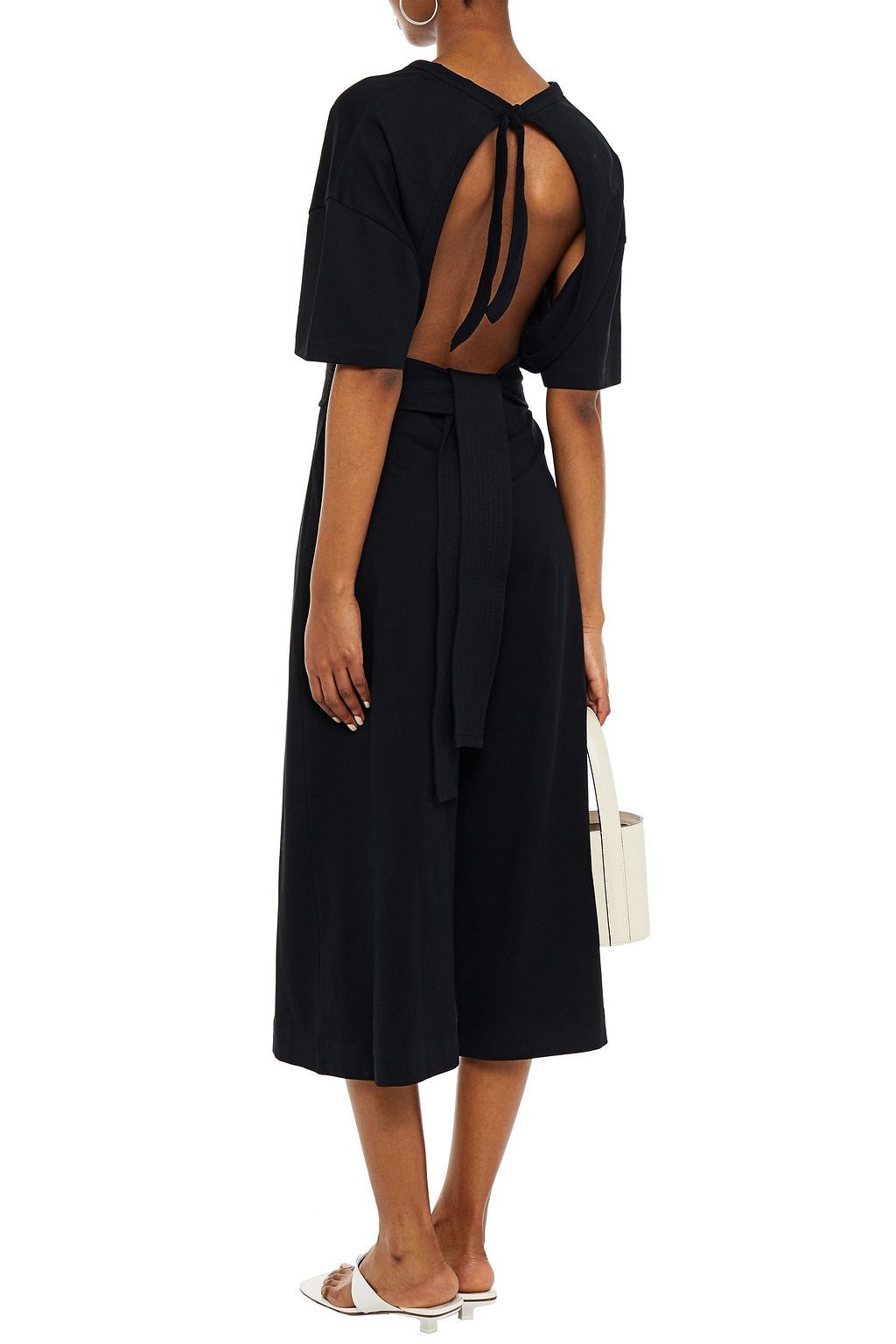 NINETY PERCENT Cropped cutout cotton-jersey jumpsuit