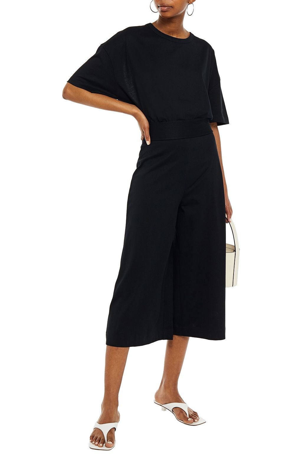 NINETY PERCENT Cropped cutout cotton-jersey jumpsuit