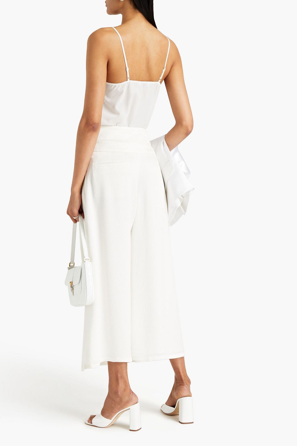ROLAND MOURET Lenark cropped hammered silk-blend satin wide-leg pants