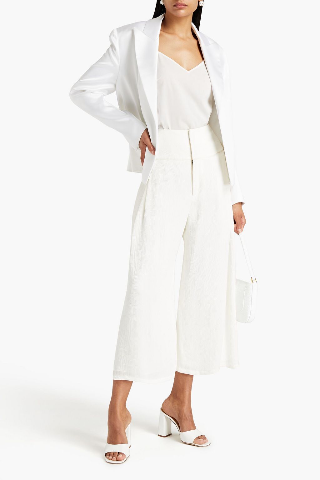 ROLAND MOURET Lenark cropped hammered silk-blend satin wide-leg pants