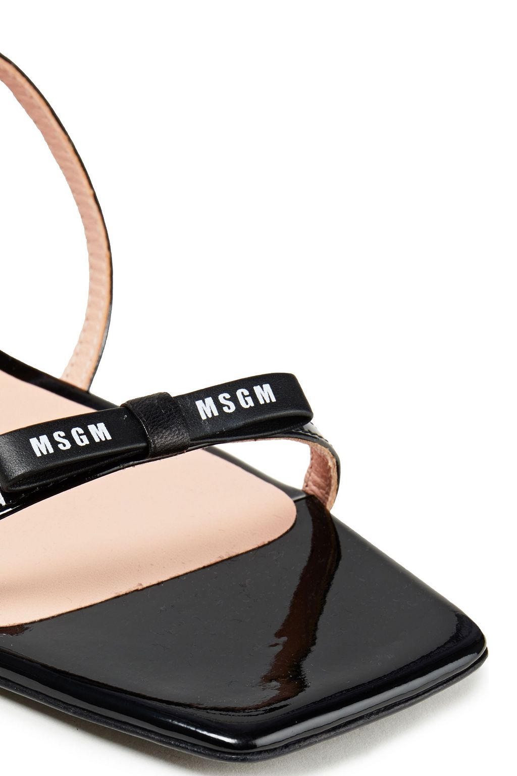 MSGM Bow-embellished printed patent-leather sandals