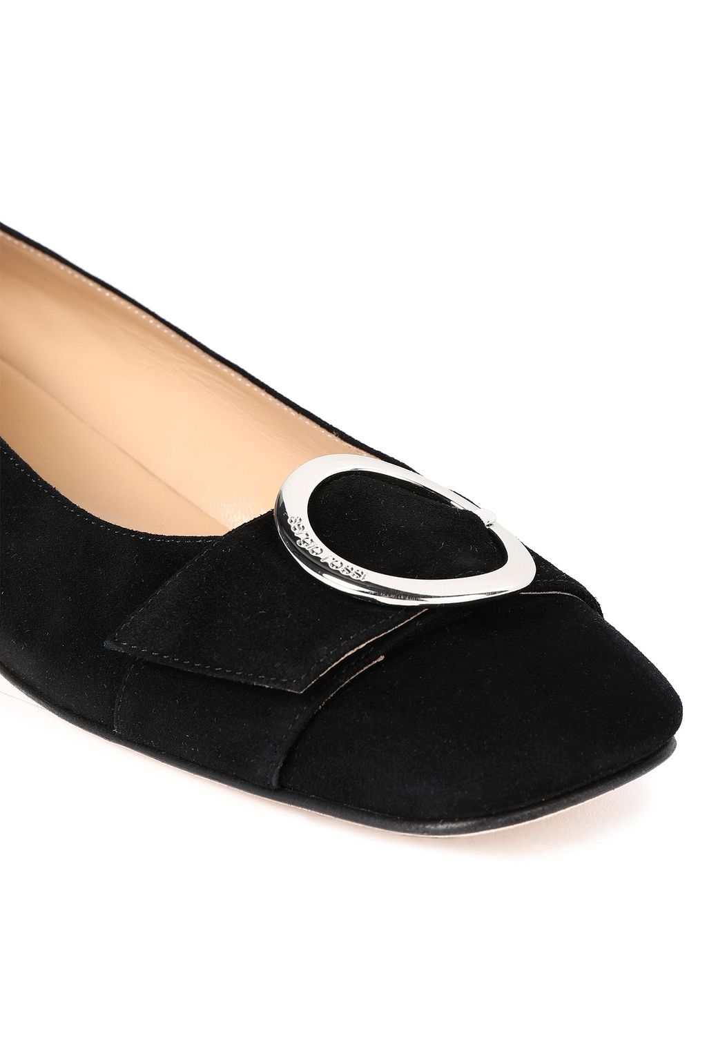 SERGIO ROSSI Buckle-embellished suede ballet flats