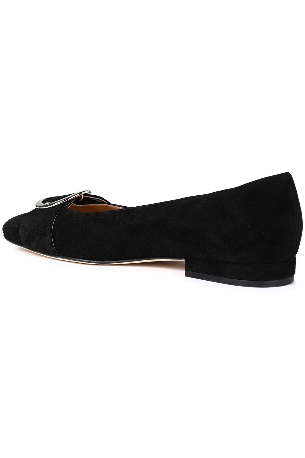 SERGIO ROSSI Buckle-embellished suede ballet flats
