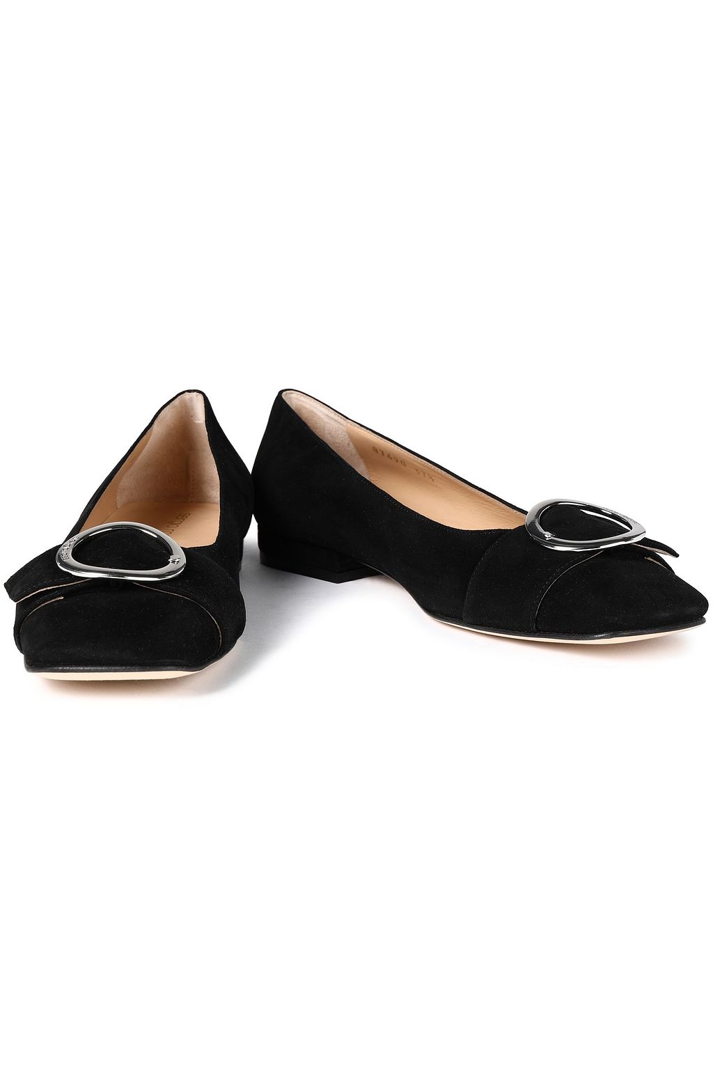 SERGIO ROSSI Buckle-embellished suede ballet flats