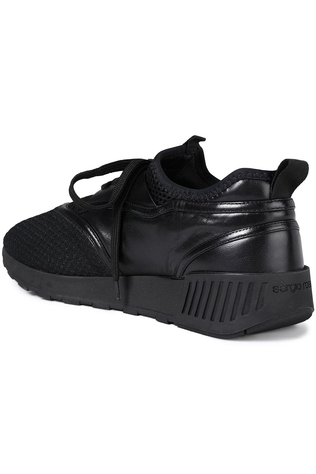 SERGIO ROSSI Paneled leather and mesh sneakers