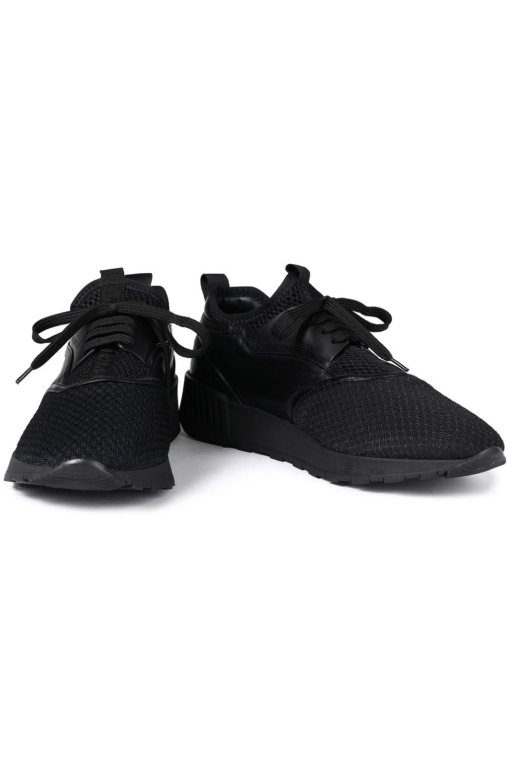 SERGIO ROSSI Paneled leather and mesh sneakers