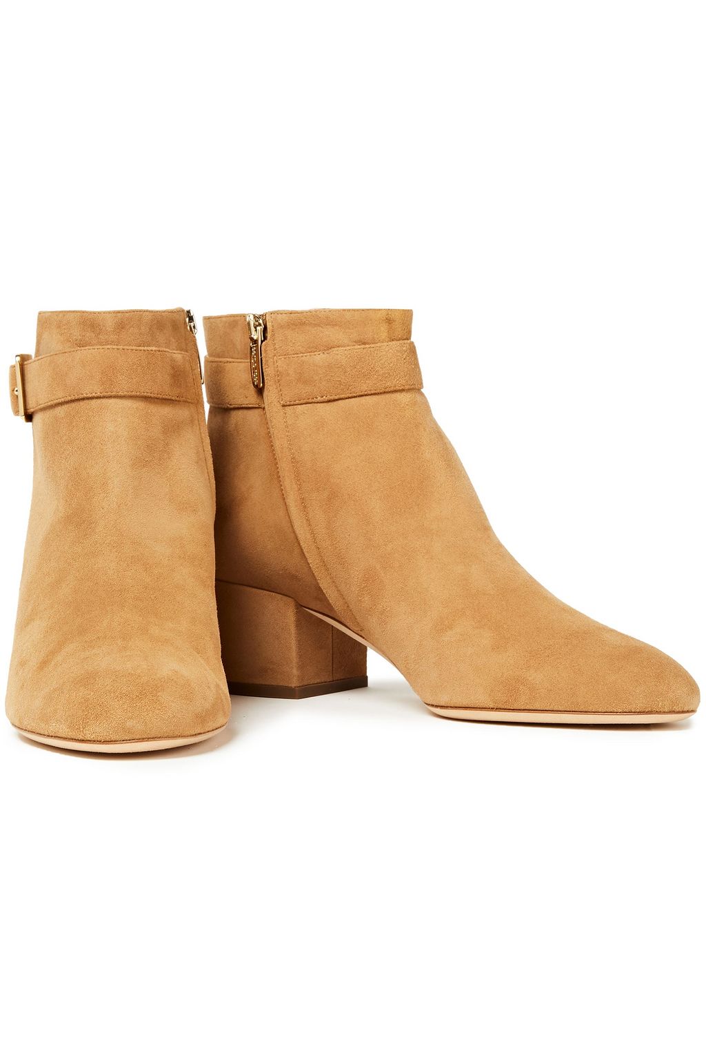 SERGIO ROSSI Buckled suede ankle boots