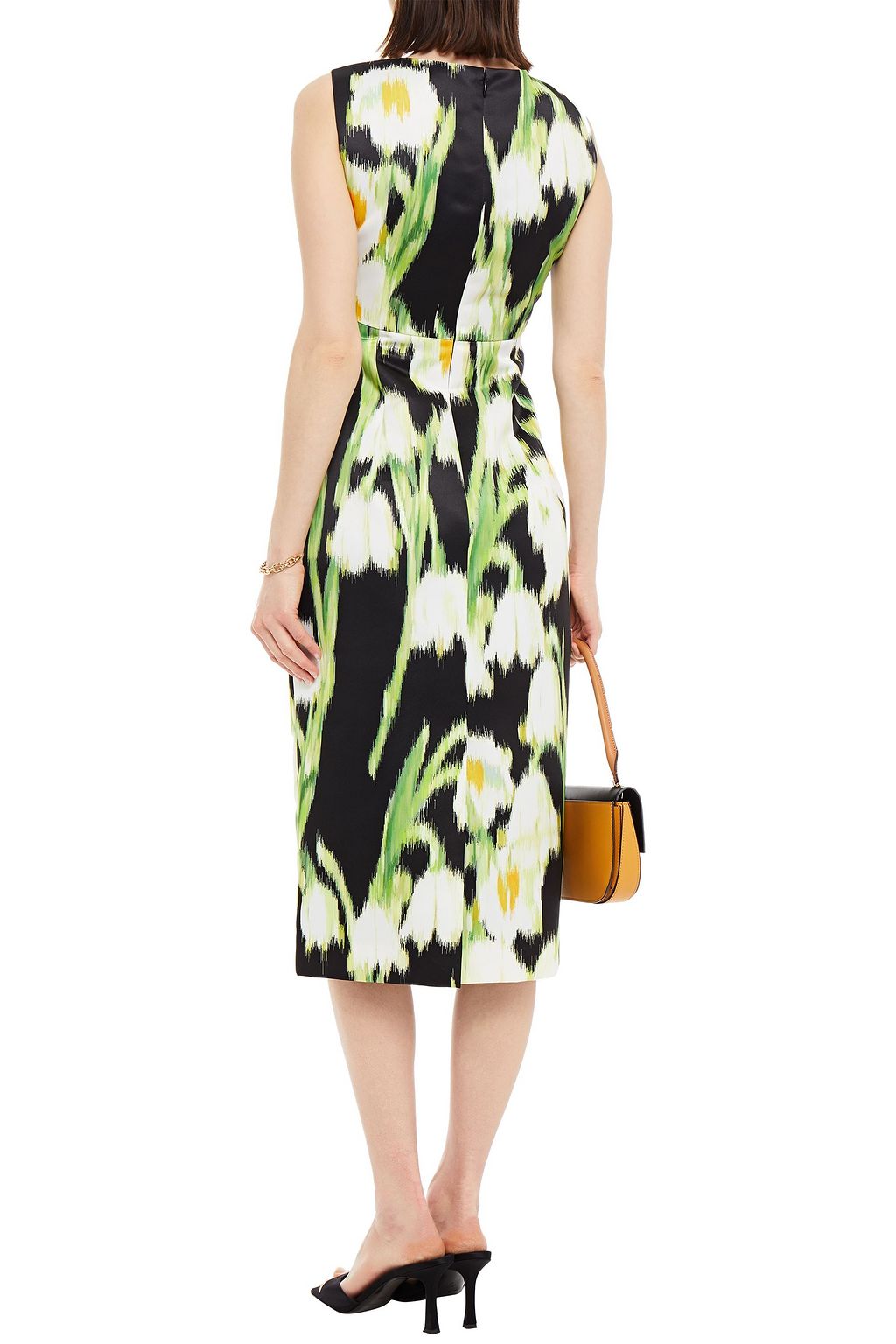 CAROLINA HERRERA Printed duchesse satin midi dress