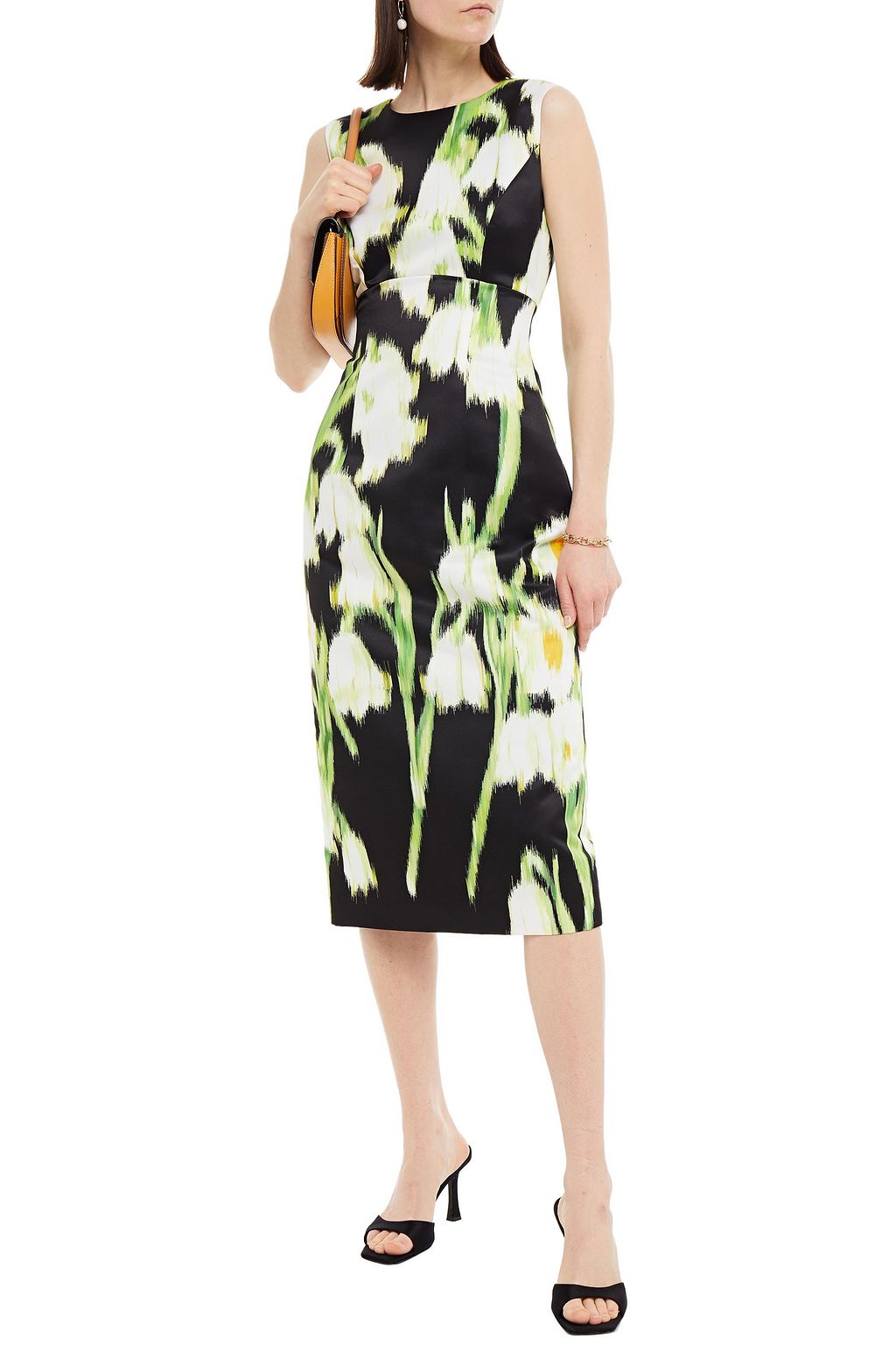 CAROLINA HERRERA Printed duchesse satin midi dress