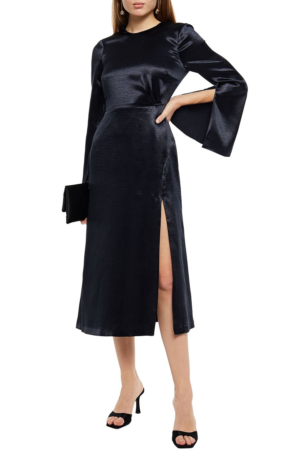CINQ À SEPT Paulena hammered-satin midi dress