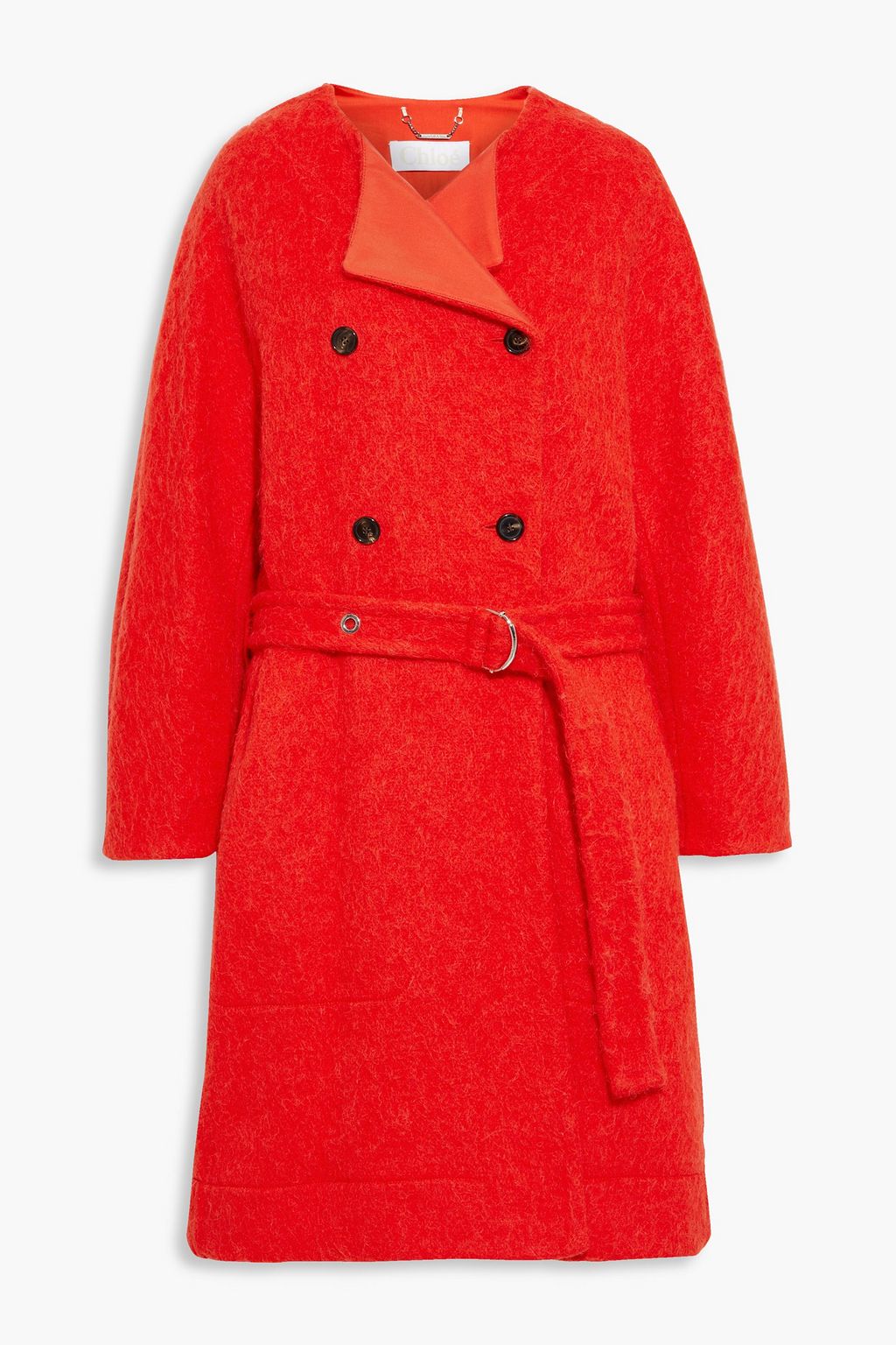Double breasted belted wool coat top