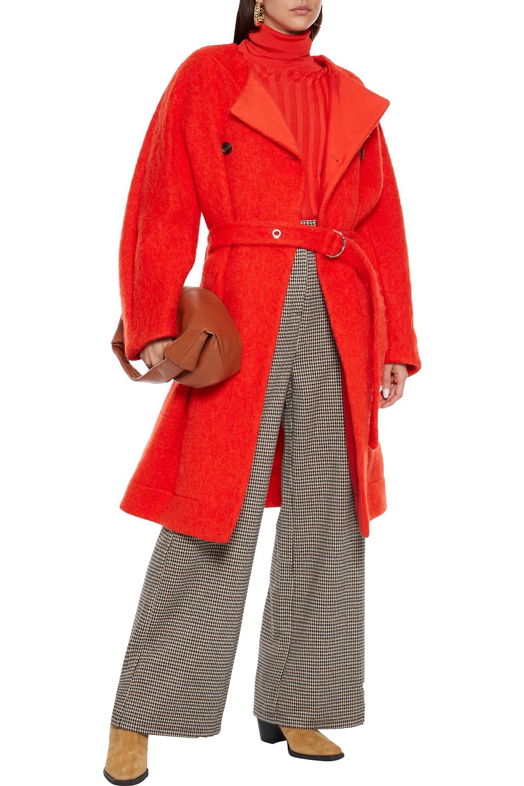 CHLOÉ Double-breasted belted wool-blend felt coat