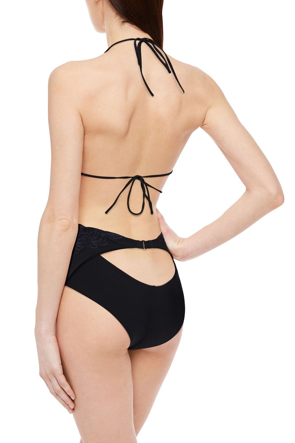 LA PERLA Cutout embroidered high-rise bikini briefs