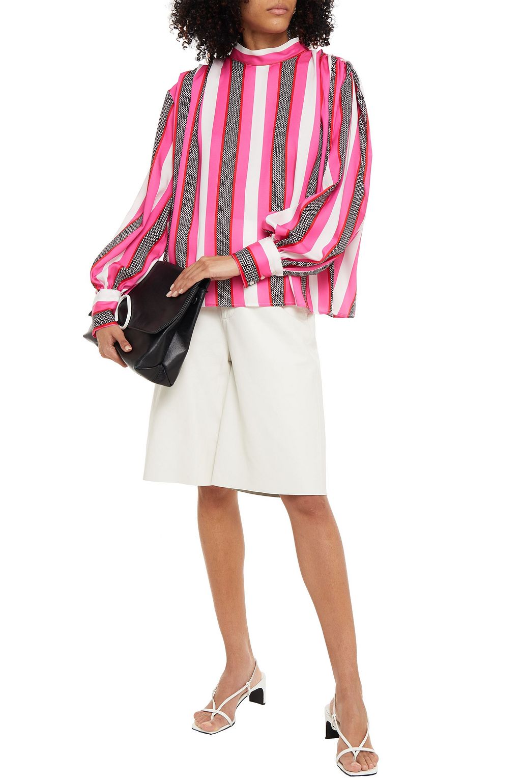 MSGM Striped satin-twill blouse