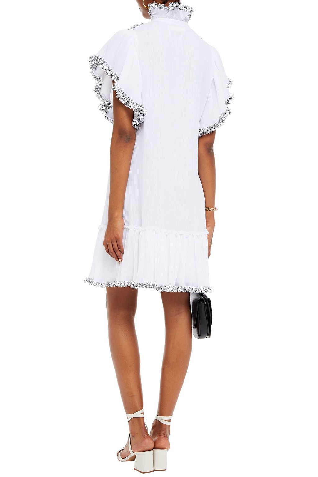 SEE BY CHLOÉ Ruffle-trimmed printed plissé-georgette mini dress