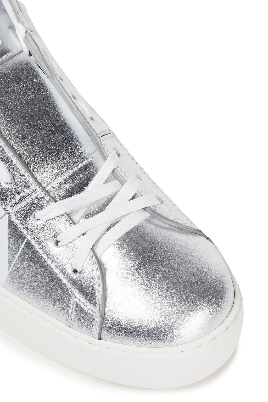 VALENTINO GARAVANI VLTN Open metallic leather sneakers