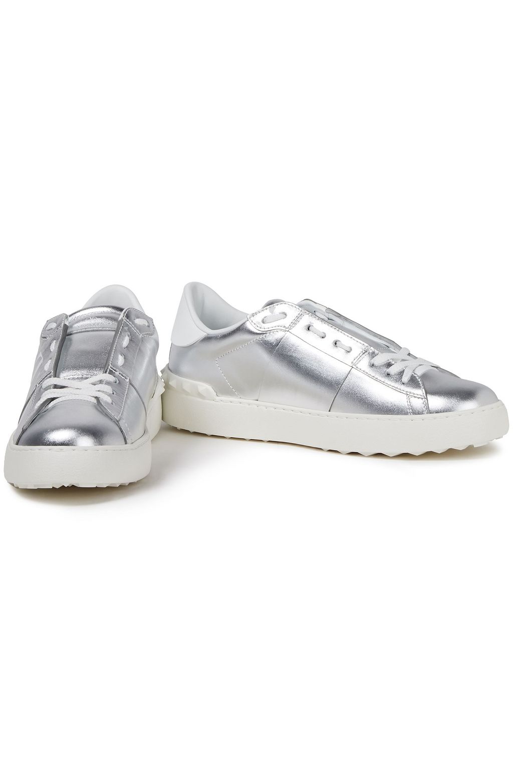VALENTINO GARAVANI VLTN Open metallic leather sneakers