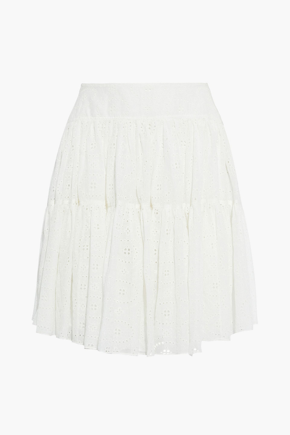 Chloé Tiered cotton-blend broderie anglaise mini skirt