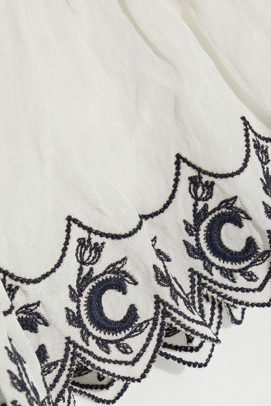 CHLOÉ Embroidered faille-trimmed silk-georgette top