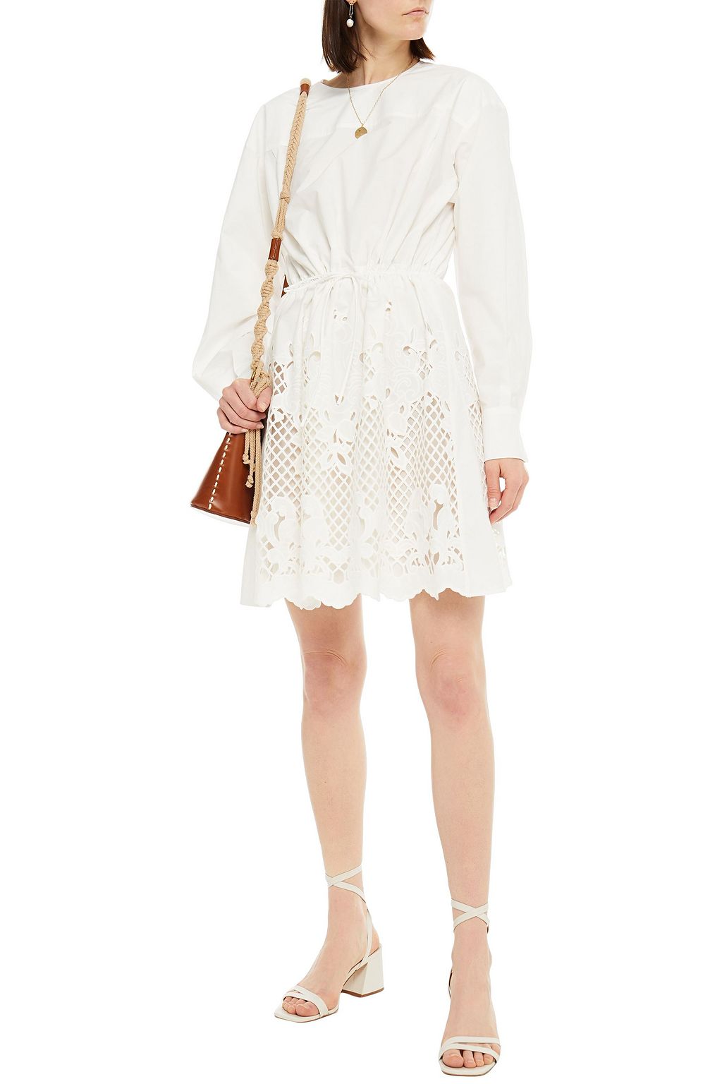 SEE BY CHLOÉ Gathered broderie anglaise cotton dress